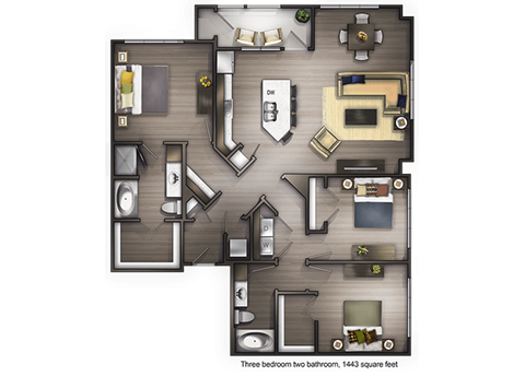 3 bedroom 2 bathroom  Yellowstone Floor Plan at Avenue C, Montana